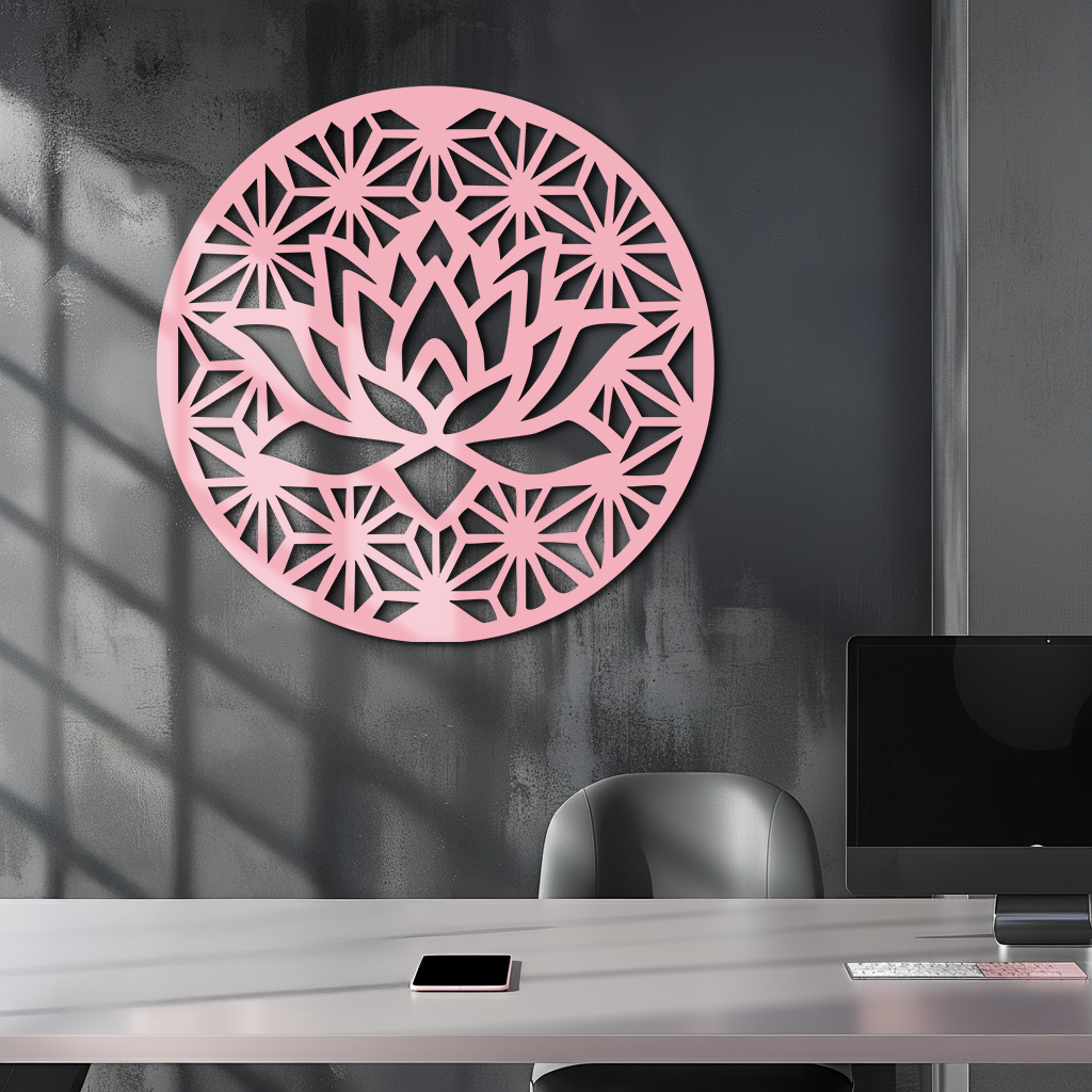 Pink Lotus Flower Metal Wall Art – Elegant Spiritual Bloom Design - KAFGP006
