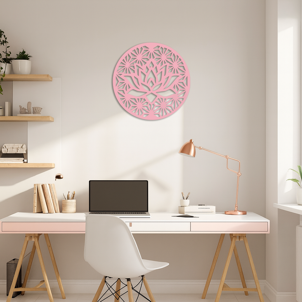 Pink Lotus Flower Metal Wall Art – Elegant Spiritual Bloom Design - KAFGP006