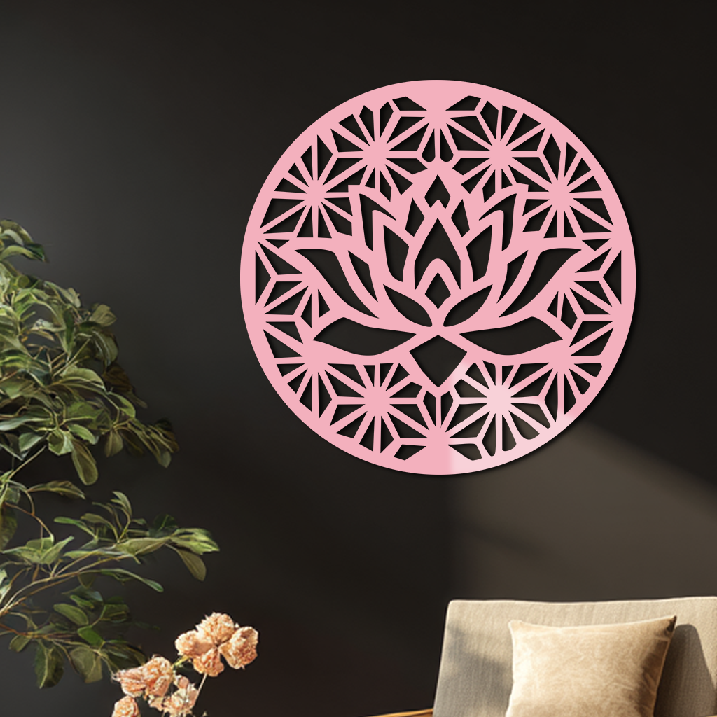 Pink Lotus Flower Metal Wall Art – Elegant Spiritual Bloom Design - KAFGP006