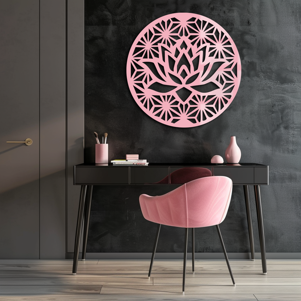 Pink Lotus Flower Metal Wall Art – Elegant Spiritual Bloom Design - KAFGP006