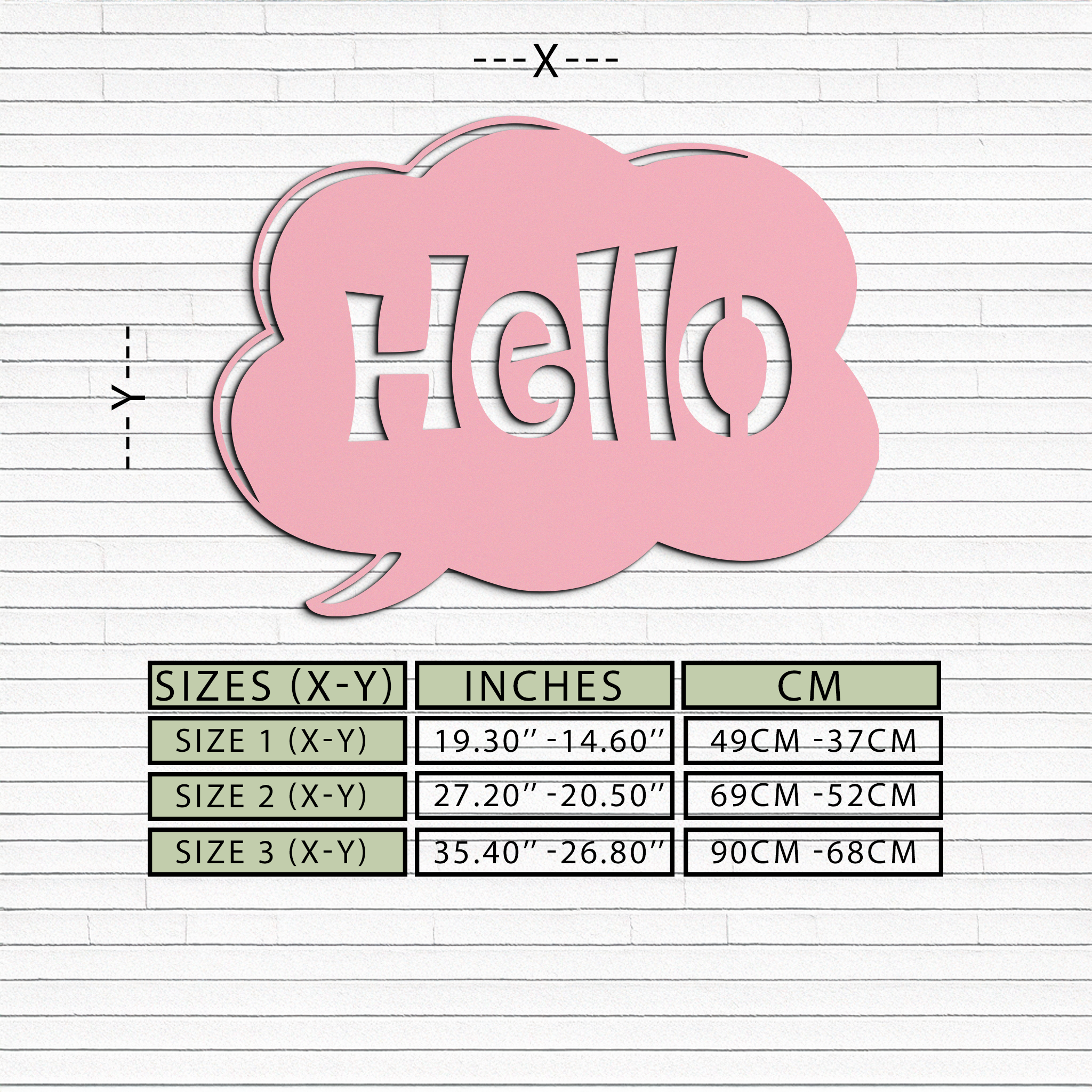 Pink Hello Speech Bubble Metal Wall Art – Playful Greeting Sign - KAFGP011