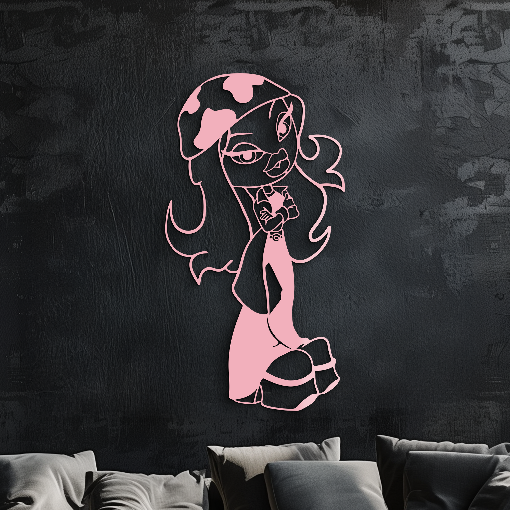 Pink Bratz Girl Metal Wall Art – Fashion Doll Inspired Silhouette Decor - KAFGP022