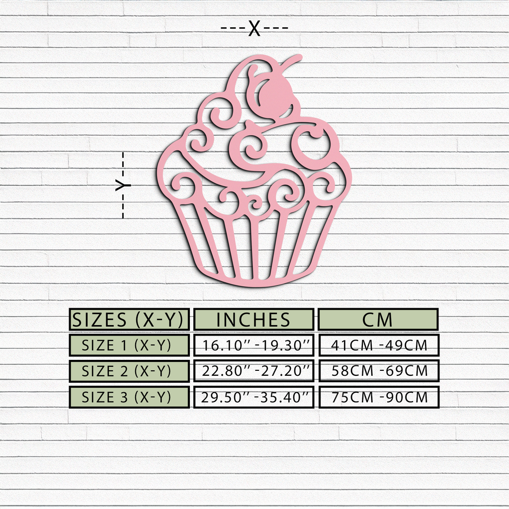 Pink Cupcake Silhouette Metal Wall Art – Sweet Dessert-Inspired Kitchen Decor - KAFGP024