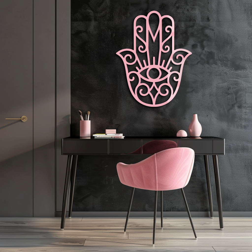 Hamsa Hand Metal Wall Art – Spiritual Protection & Boho Home Decor - KAFGP030