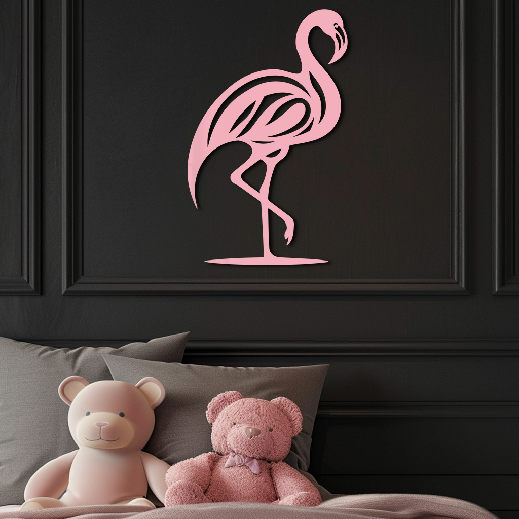 Flamingo Silhouette Metal Wall Art – Elegant Bird Design - KAFGP031