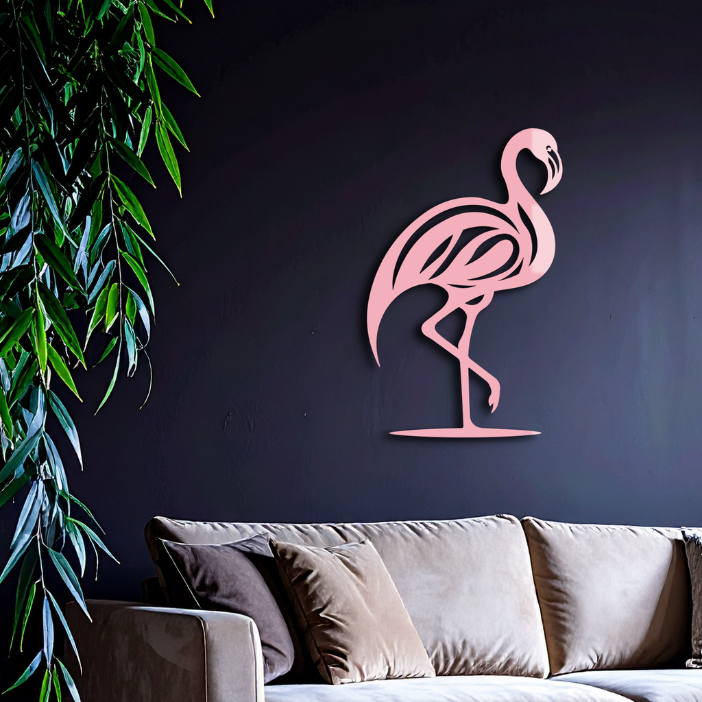Flamingo Silhouette Metal Wall Art – Elegant Bird Design - KAFGP031