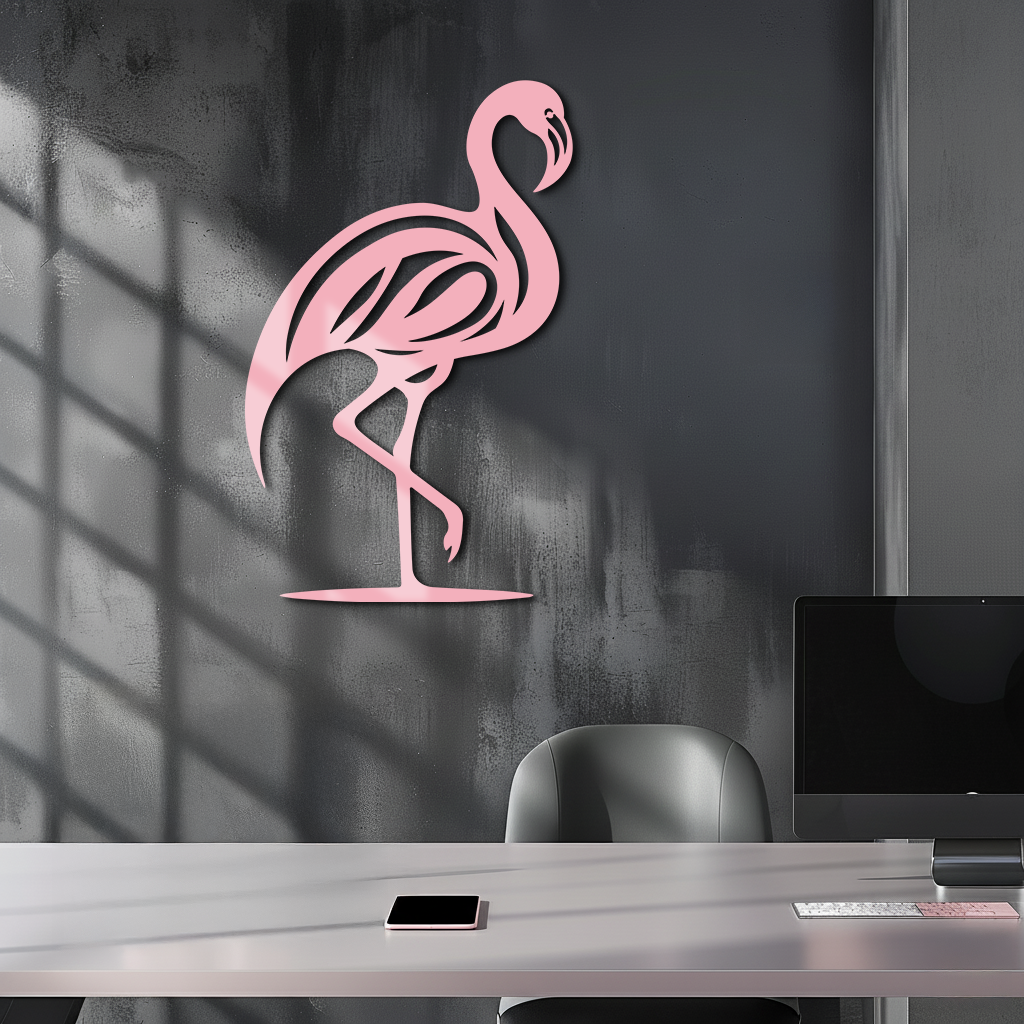 Flamingo Silhouette Metal Wall Art – Elegant Bird Design - KAFGP031