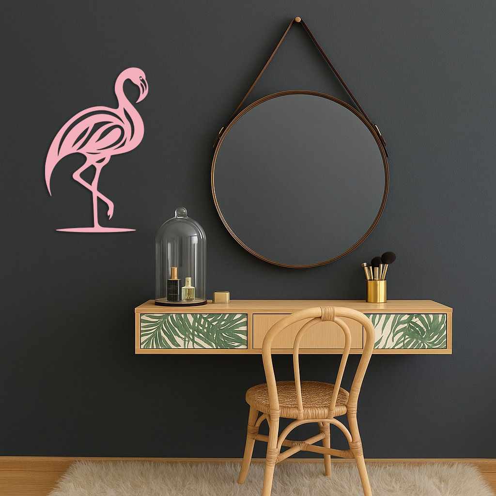 Flamingo Silhouette Metal Wall Art – Elegant Bird Design - KAFGP031