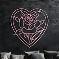 Heart Rose Silhouette Metal Wall Art – Romantic Flower Design - KAFGP034