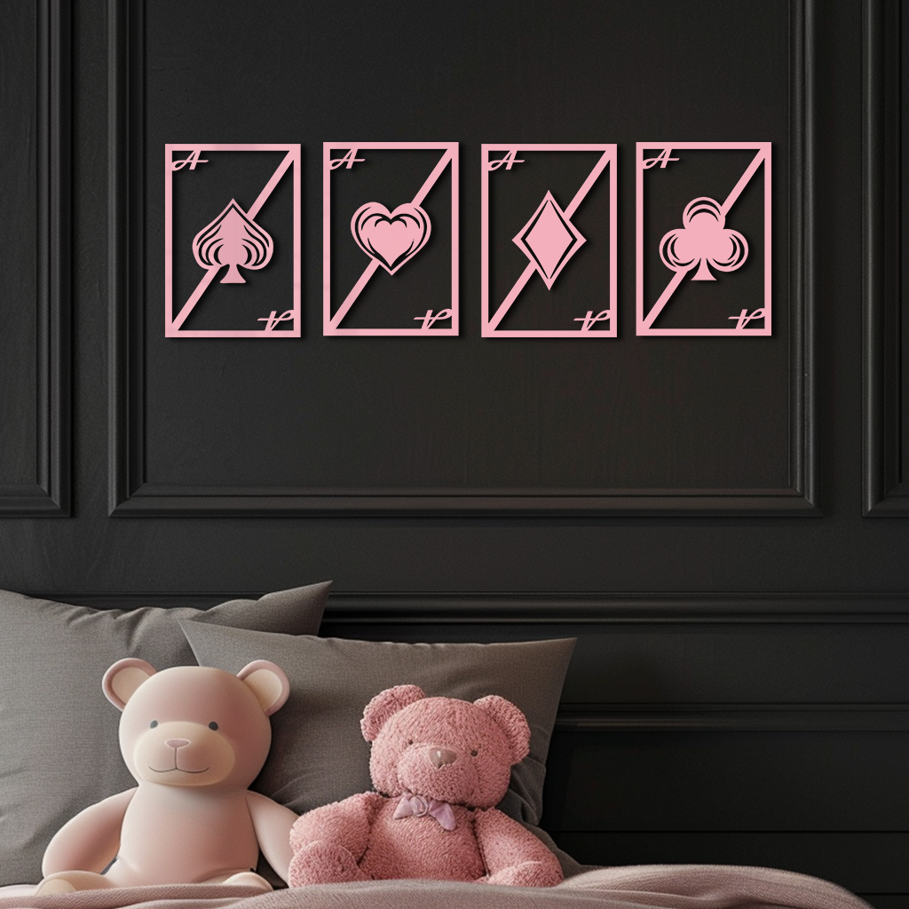 Playing Cards Silhouette Metal Wall Art – Poker Aces Design - KAFGP037
