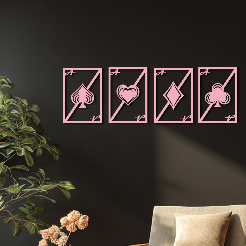 Playing Cards Silhouette Metal Wall Art – Poker Aces Design - KAFGP037