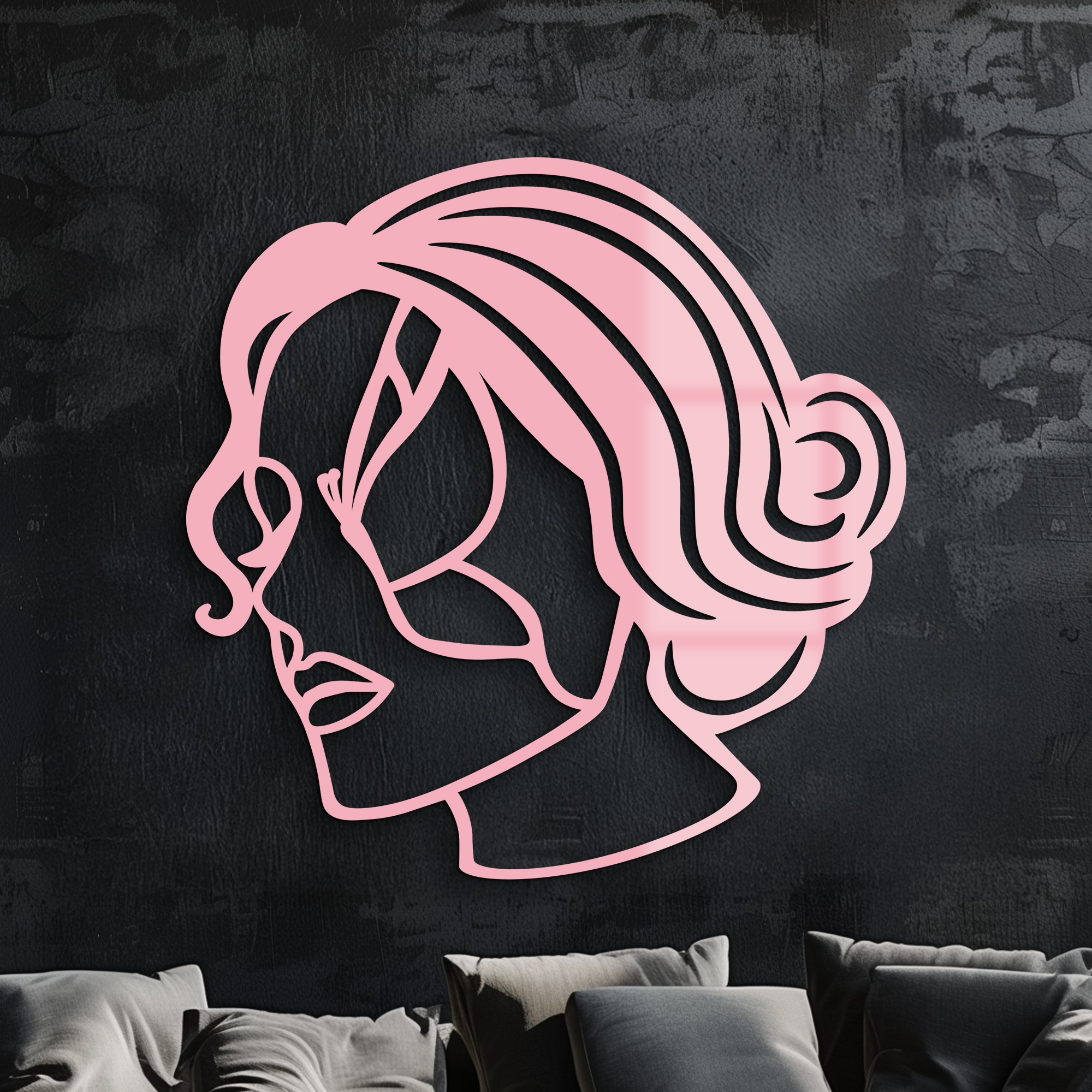 Butterfly Woman Face Silhouette Metal Wall Art – Modern Feminine Design - KAFGP039