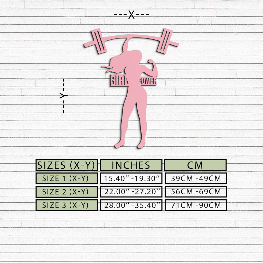 Girl Power Weightlifting Silhouette Metal Wall Art – Strong Woman Design - KAFGP041