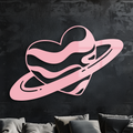Planet Heart Silhouette Metal Wall Art – Cosmic Love Design - KAFGP043