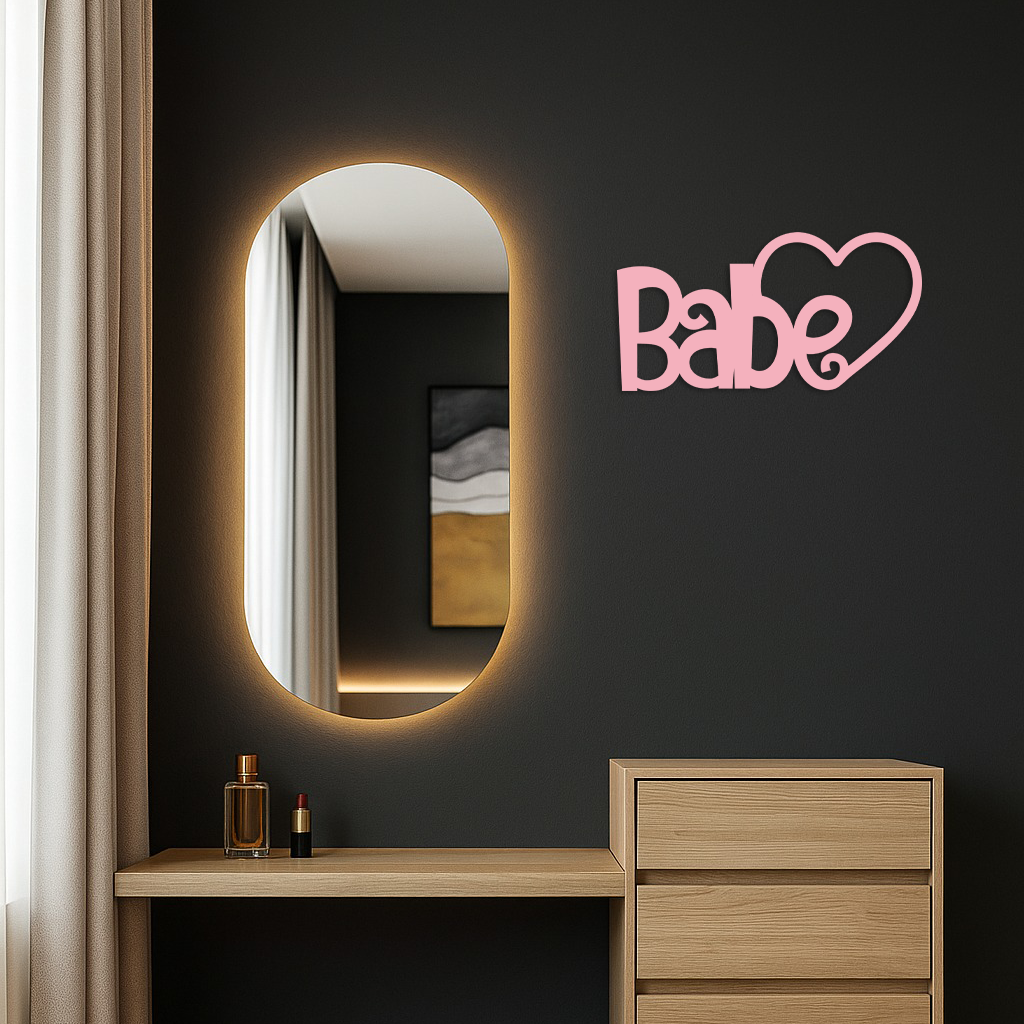 Babe Heart Silhouette Metal Wall Art – Modern Typography Design - KAFGP045