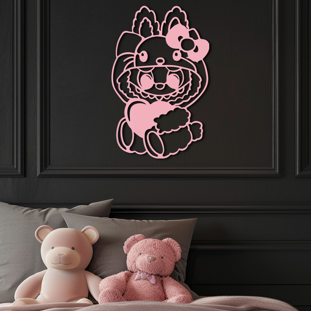 Hello Kitty Hat Labubu Metal Wall Art – Cute Cartoon Character Design - KAFGP051