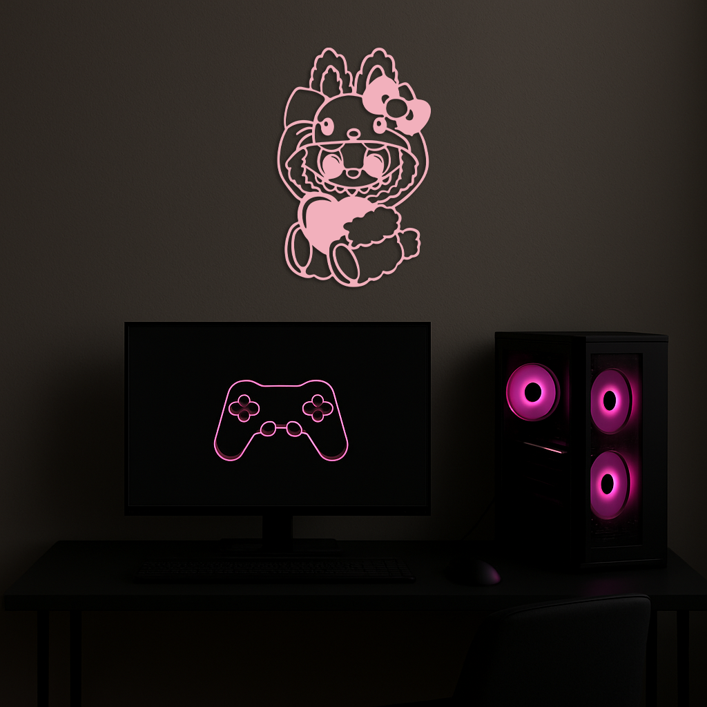 Hello Kitty Hat Labubu Metal Wall Art – Cute Cartoon Character Design - KAFGP051