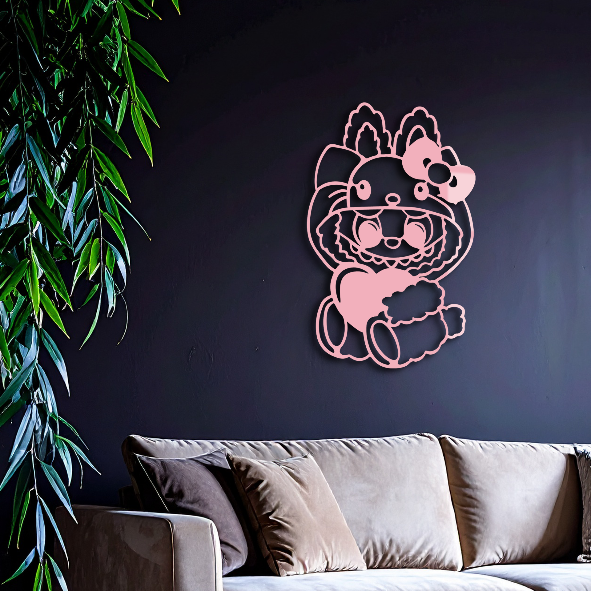 Hello Kitty Hat Labubu Metal Wall Art – Cute Cartoon Character Design - KAFGP051