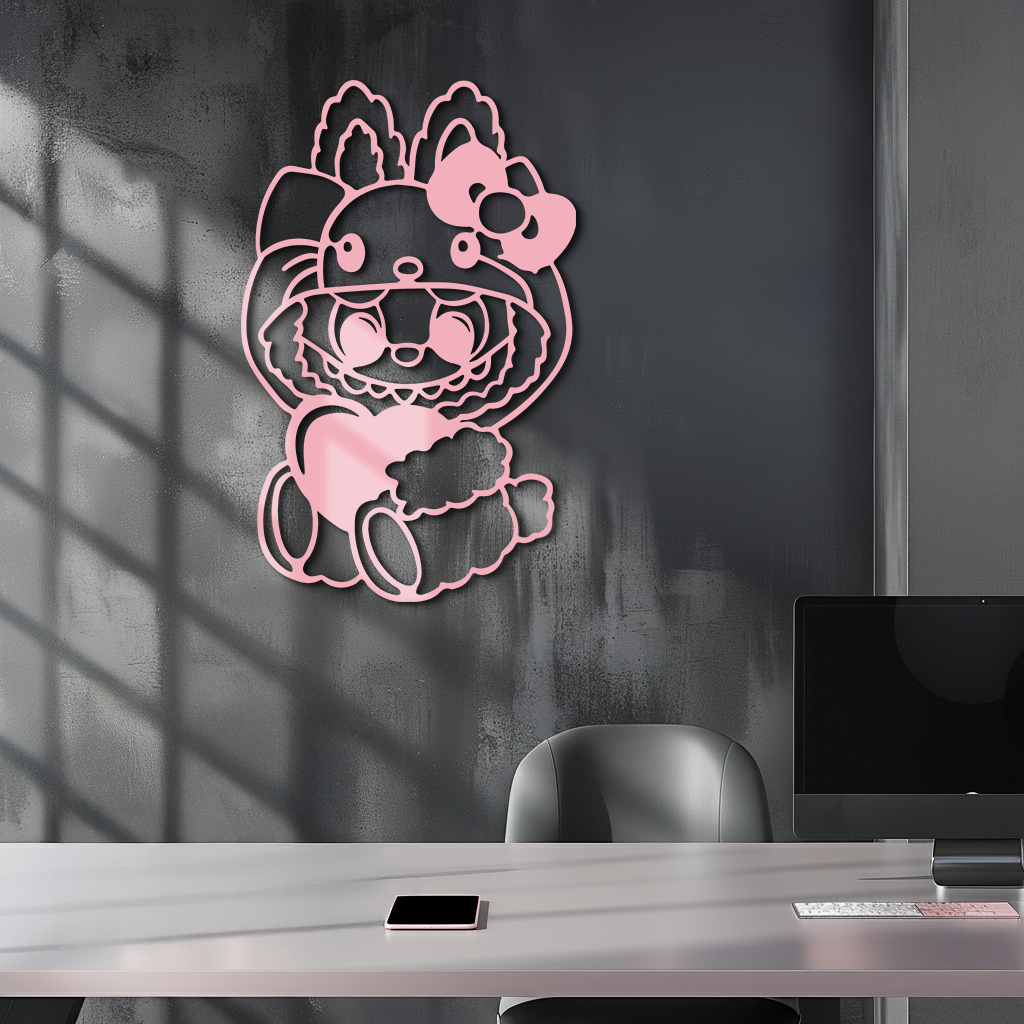 Hello Kitty Hat Labubu Metal Wall Art – Cute Cartoon Character Design - KAFGP051