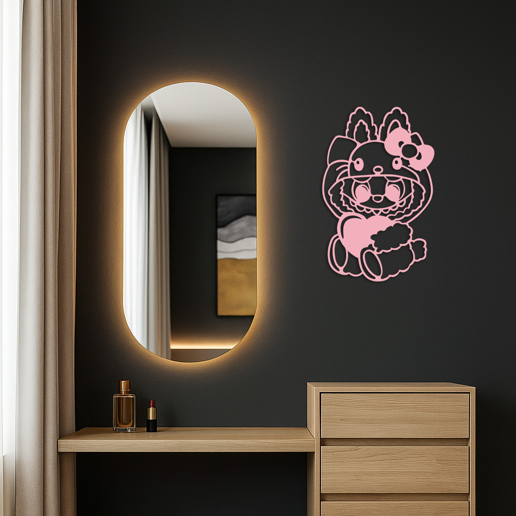 Hello Kitty Hat Labubu Metal Wall Art – Cute Cartoon Character Design - KAFGP051