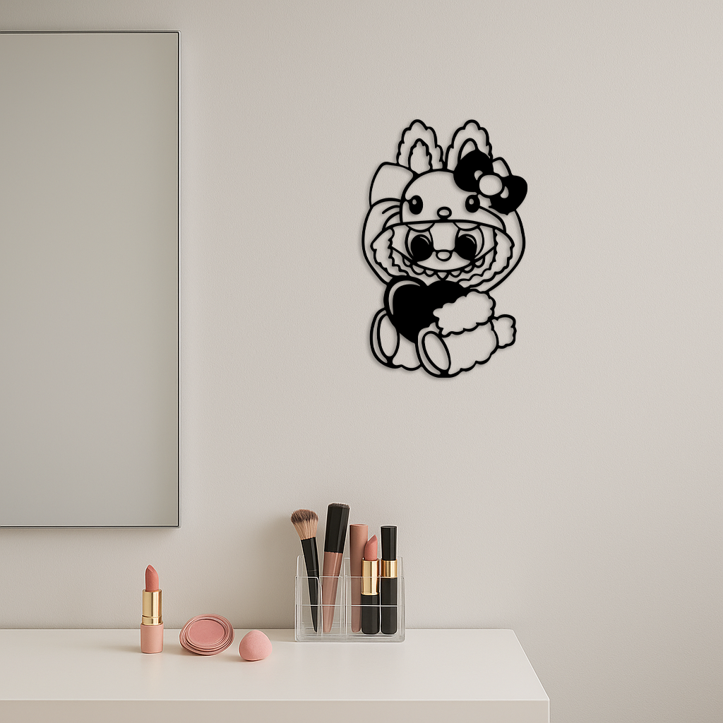 Hello Kitty Hat Labubu Metal Wall Art – Cute Cartoon Character Design - KAFGP051