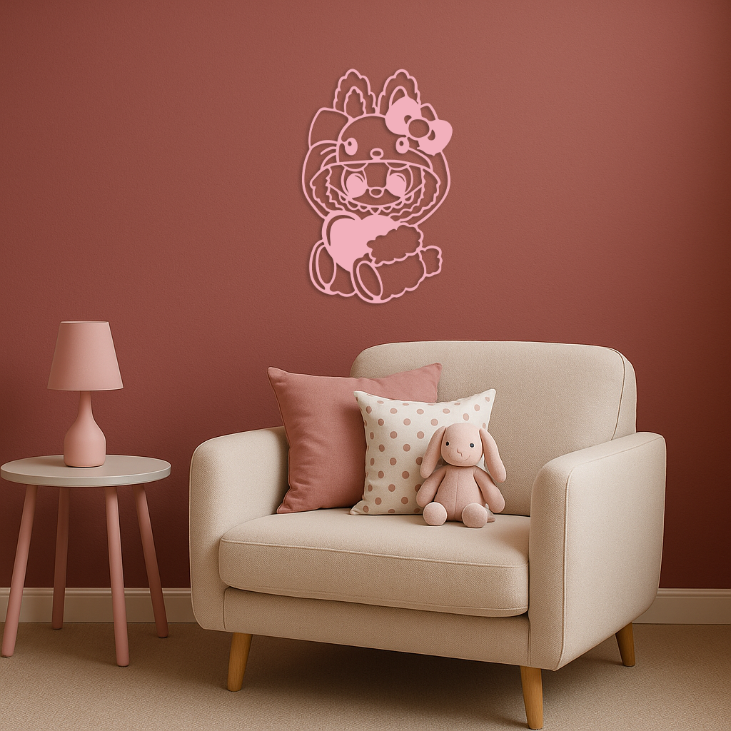 Hello Kitty Hat Labubu Metal Wall Art – Cute Cartoon Character Design - KAFGP051