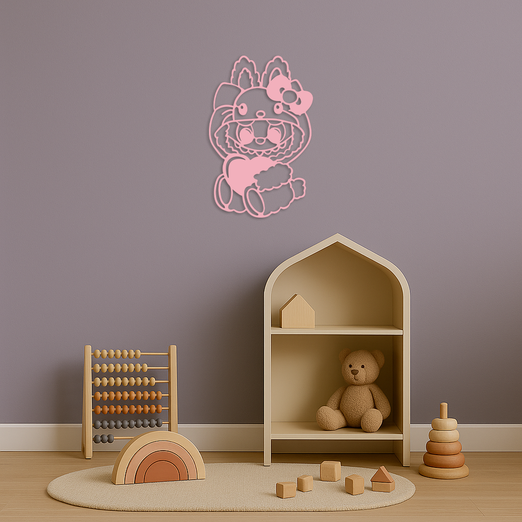 Hello Kitty Hat Labubu Metal Wall Art – Cute Cartoon Character Design - KAFGP051