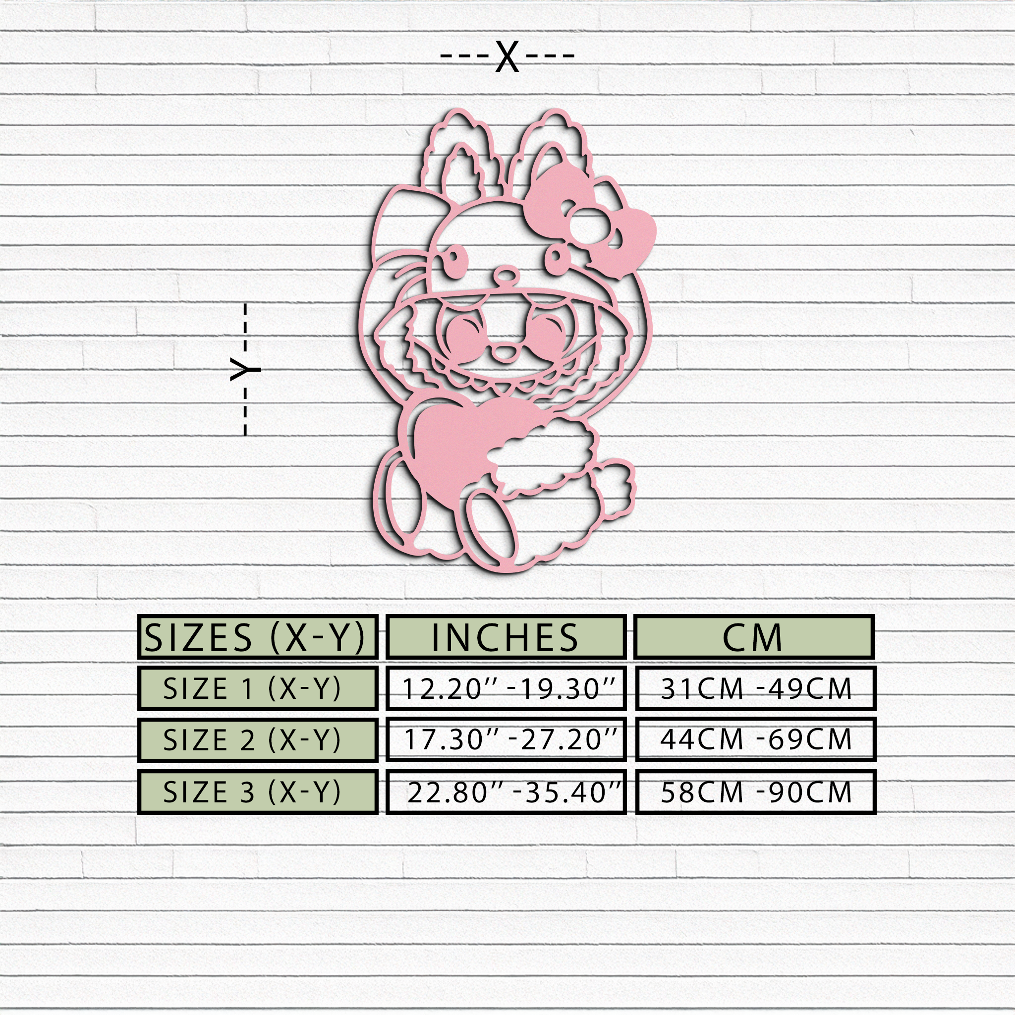 Hello Kitty Hat Labubu Metal Wall Art – Cute Cartoon Character Design - KAFGP051