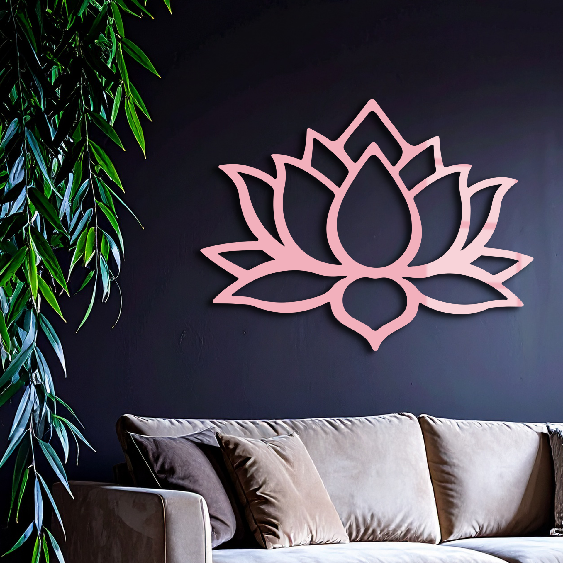 Lotus Flower Silhouette Metal Wall Art – Spiritual Nature-Inspired Design - KAFGP052
