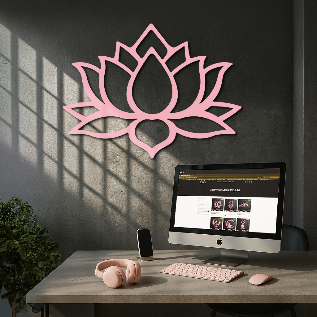 Lotus Flower Silhouette Metal Wall Art – Spiritual Nature-Inspired Design - KAFGP052