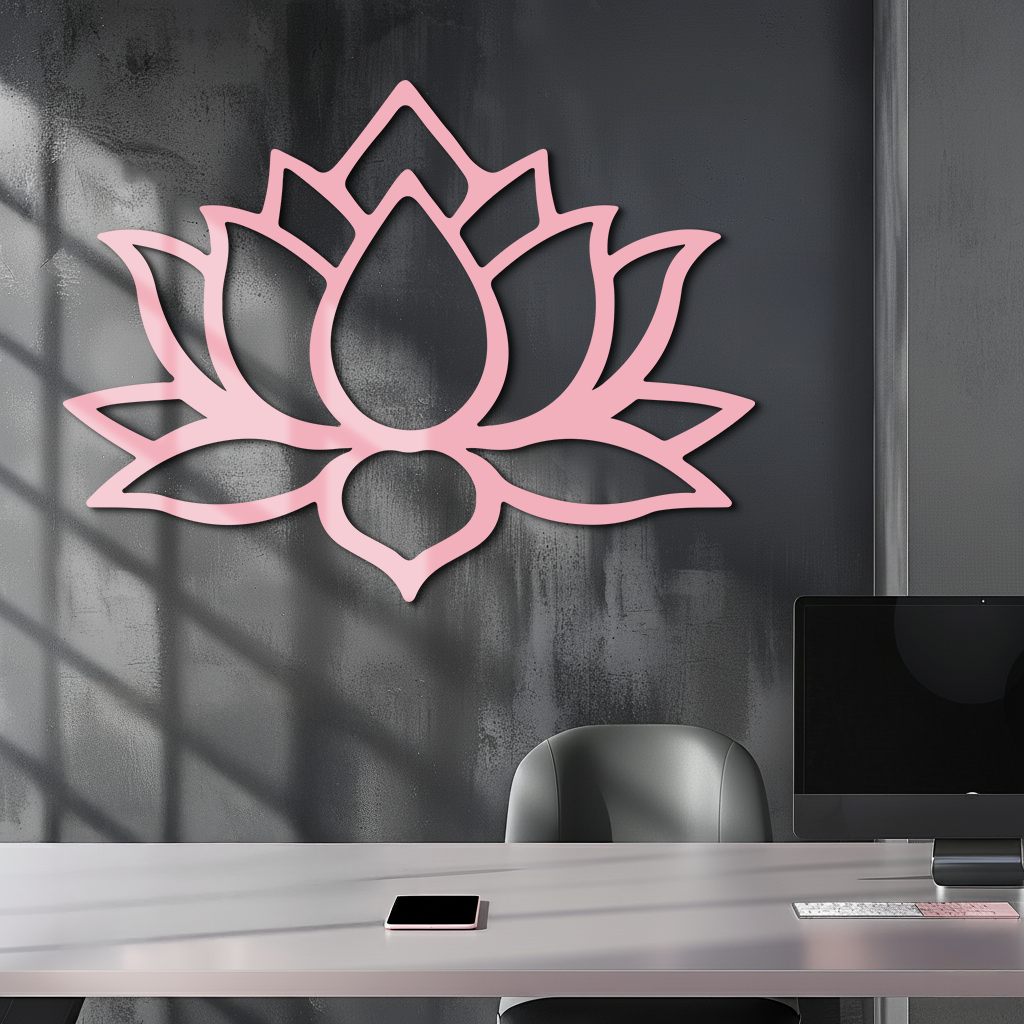 Lotus Flower Silhouette Metal Wall Art – Spiritual Nature-Inspired Design - KAFGP052
