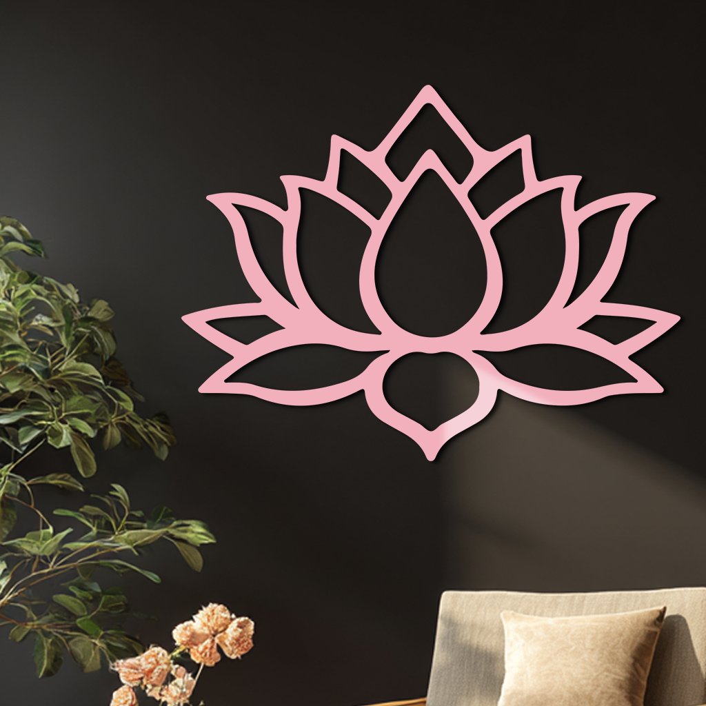Lotus Flower Silhouette Metal Wall Art – Spiritual Nature-Inspired Design - KAFGP052