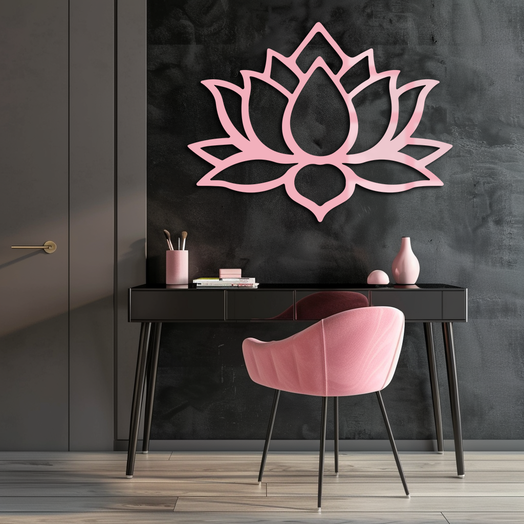 Lotus Flower Silhouette Metal Wall Art – Spiritual Nature-Inspired Design - KAFGP052