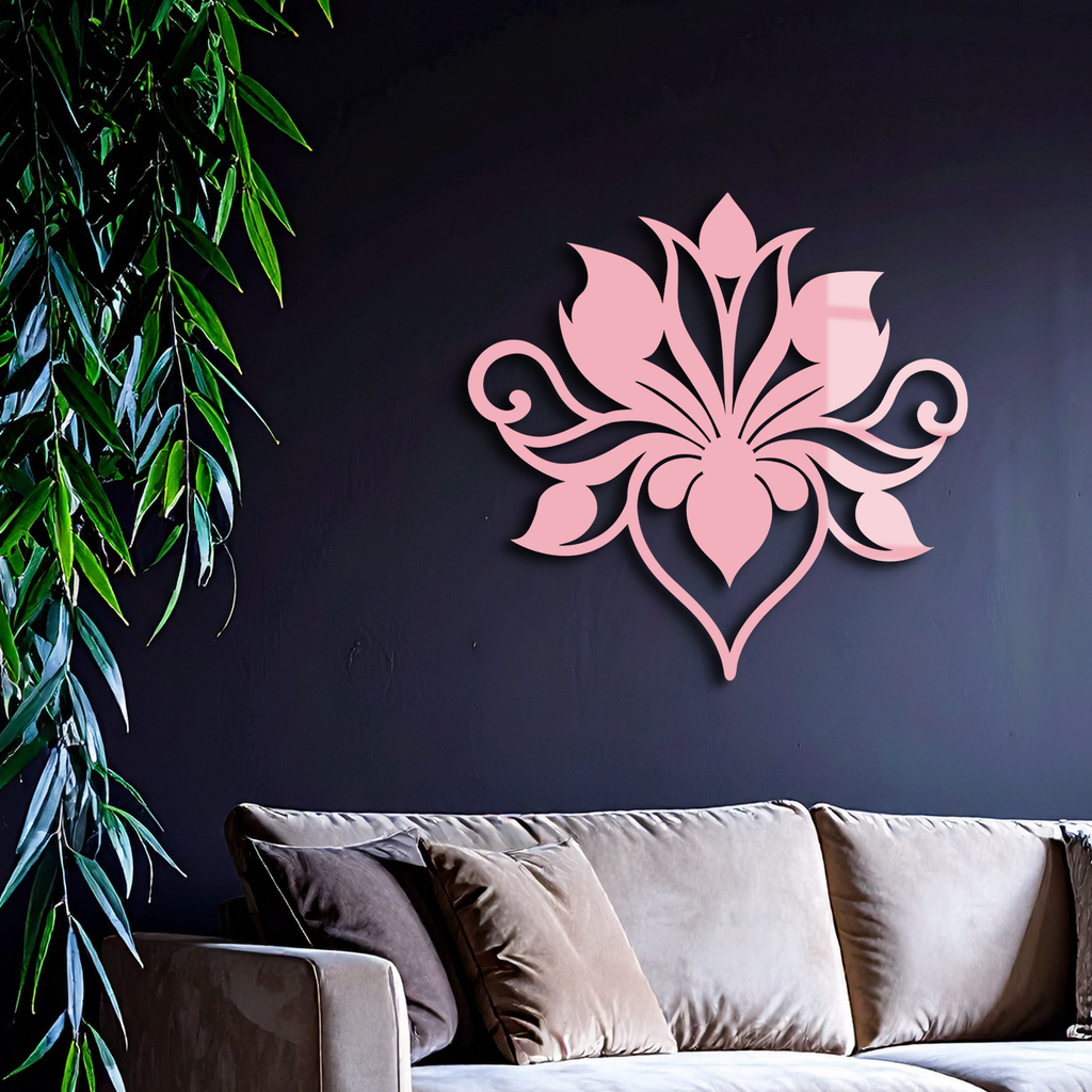 Ornamental Lotus Silhouette Metal Wall Art – Elegant Floral Decor - KAFGP053