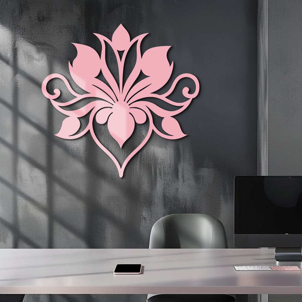 Ornamental Lotus Silhouette Metal Wall Art – Elegant Floral Decor - KAFGP053