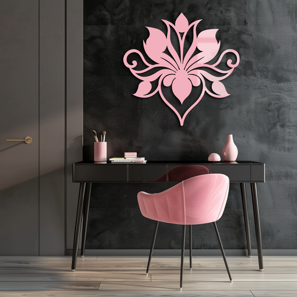 Ornamental Lotus Silhouette Metal Wall Art – Elegant Floral Decor - KAFGP053