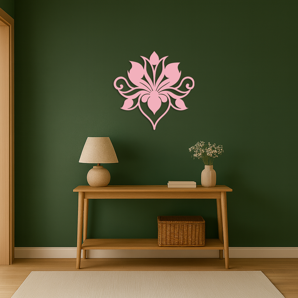 Ornamental Lotus Silhouette Metal Wall Art – Elegant Floral Decor - KAFGP053