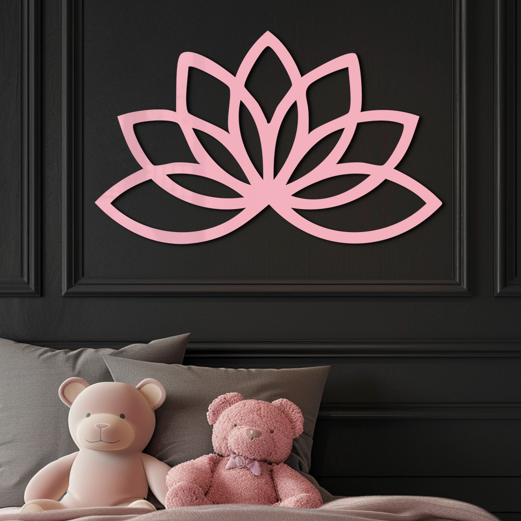Minimal Lotus Silhouette Metal Wall Art – Elegant Flower Design - KAFGP054