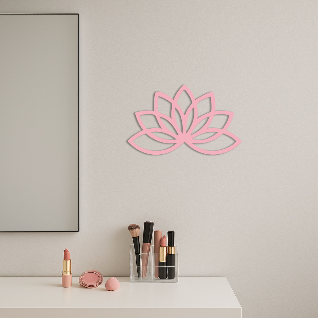 Minimal Lotus Silhouette Metal Wall Art – Elegant Flower Design - KAFGP054