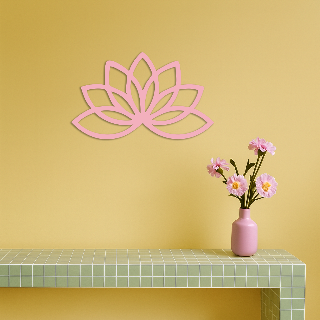 Minimal Lotus Silhouette Metal Wall Art – Elegant Flower Design - KAFGP054