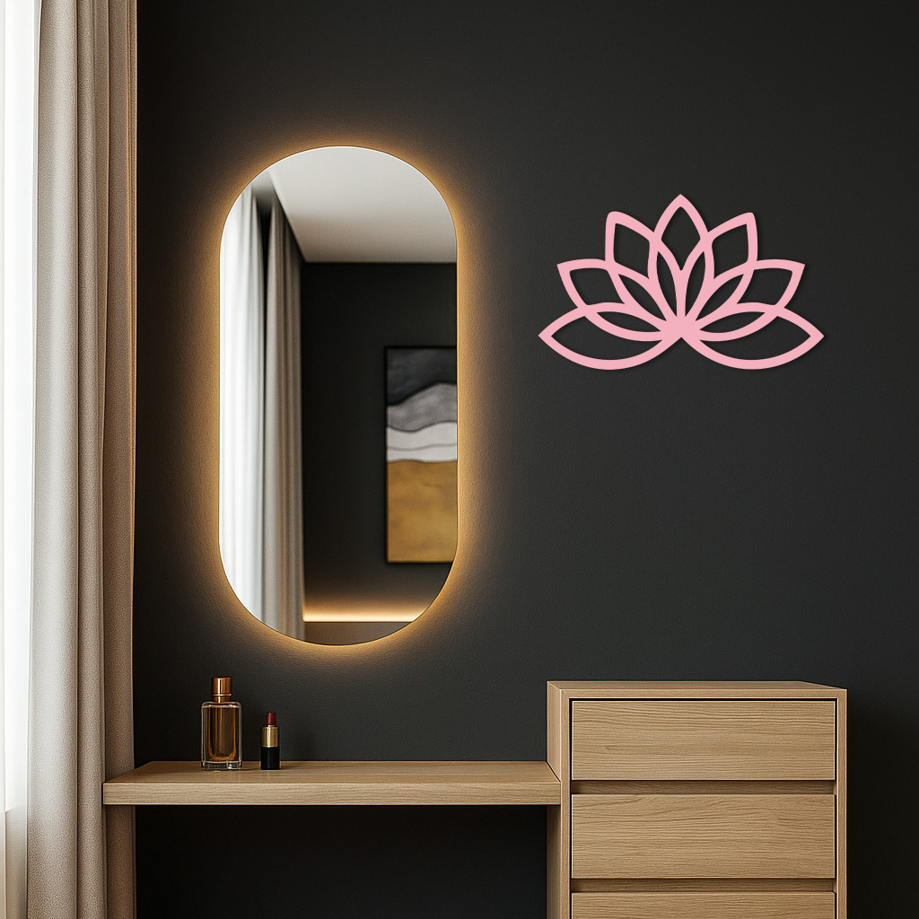 Minimal Lotus Silhouette Metal Wall Art – Elegant Flower Design - KAFGP054
