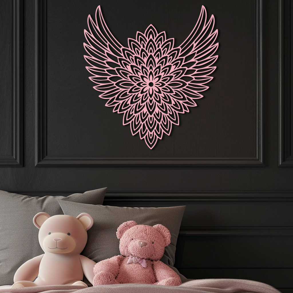 Winged Mandala Metal Wall Art – Sacred Geometry Design - KAFGP057