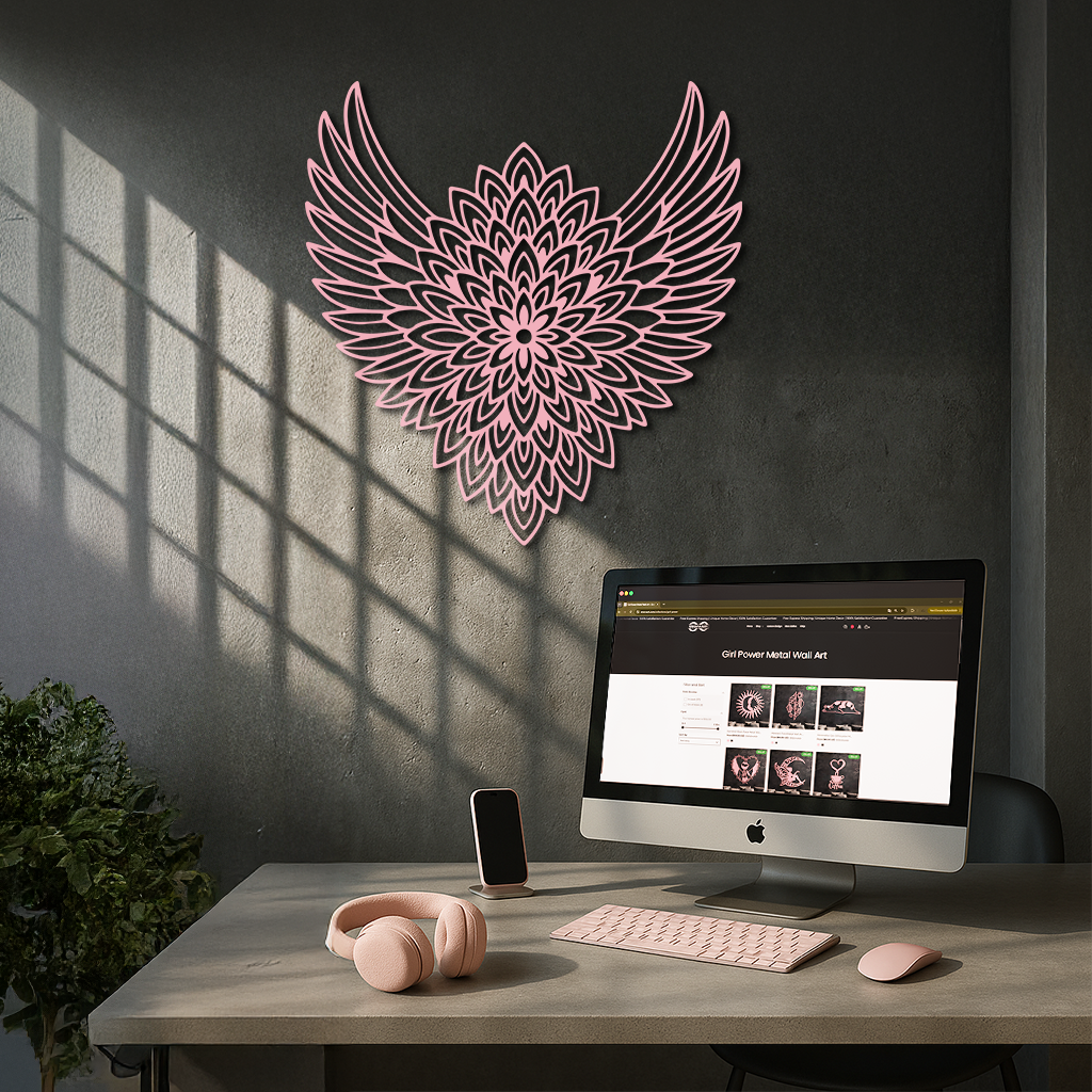 Winged Mandala Metal Wall Art – Sacred Geometry Design - KAFGP057