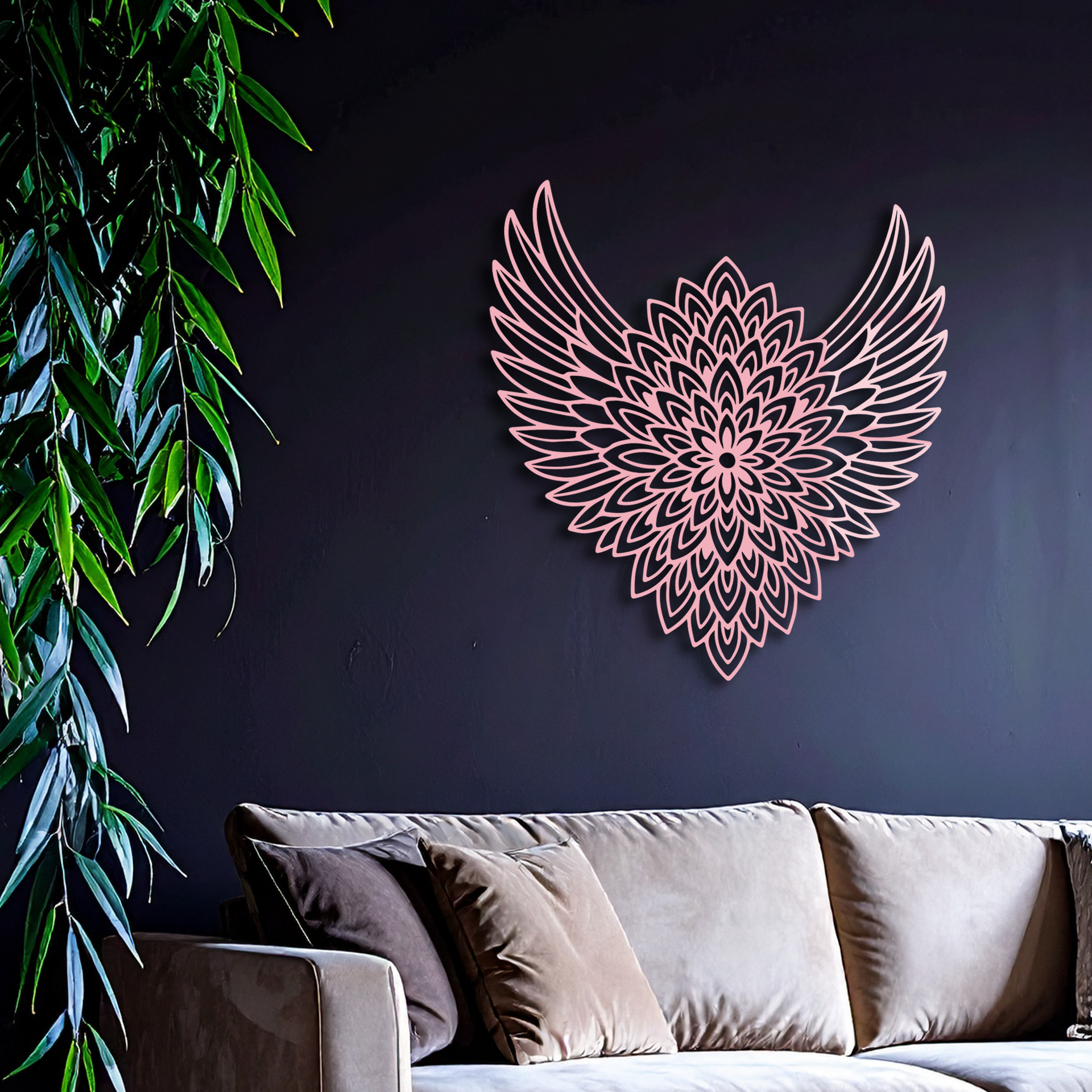 Winged Mandala Metal Wall Art – Sacred Geometry Design - KAFGP057