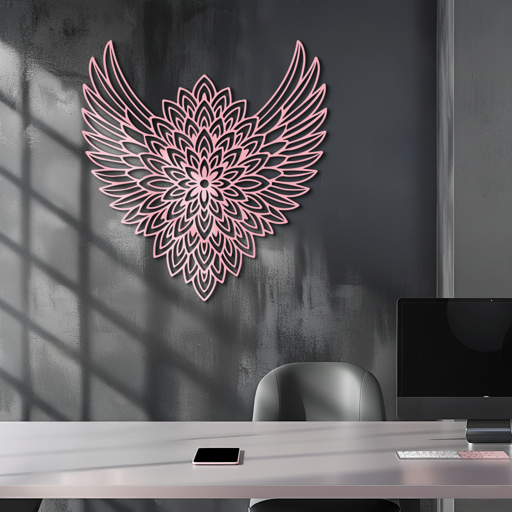 Winged Mandala Metal Wall Art – Sacred Geometry Design - KAFGP057