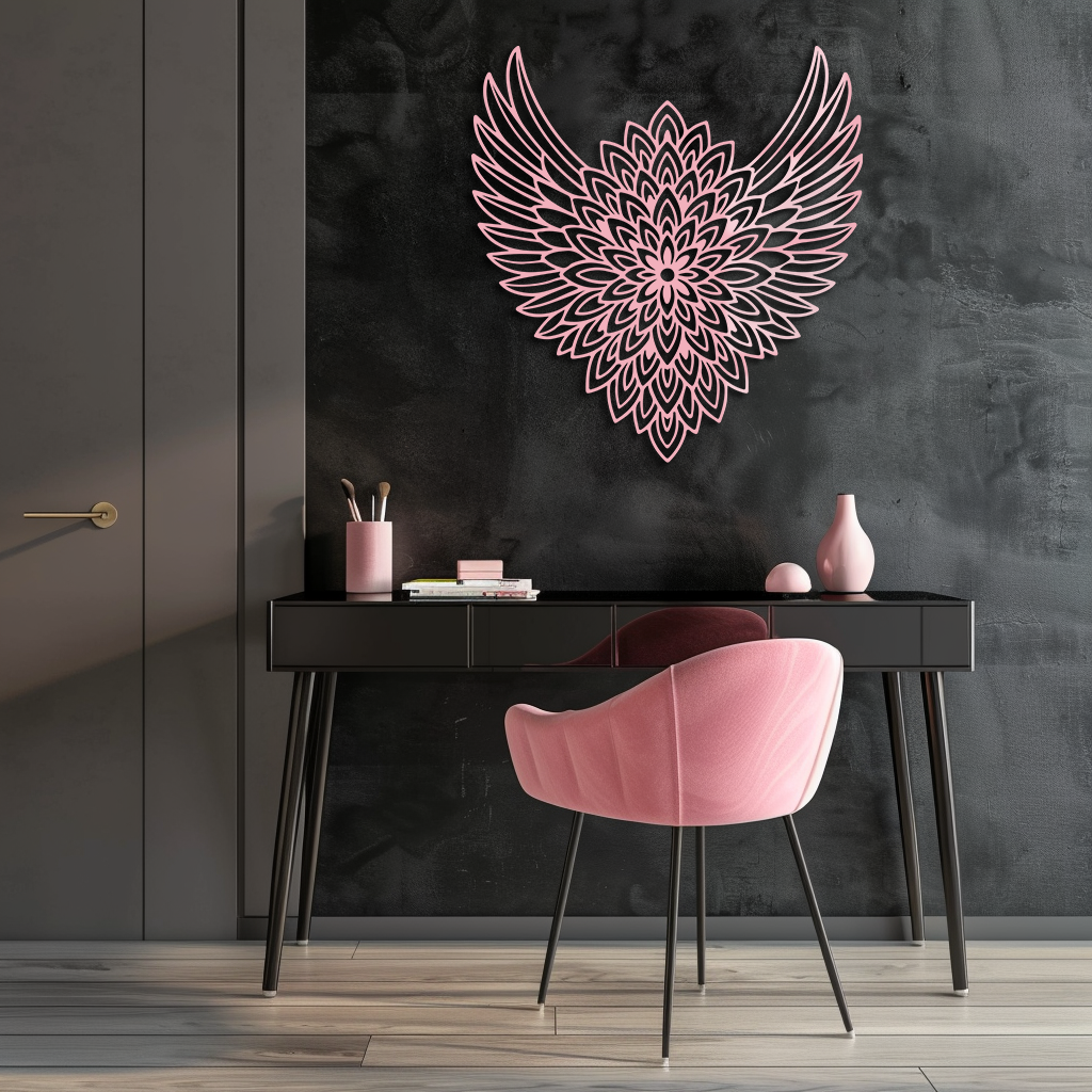 Winged Mandala Metal Wall Art – Sacred Geometry Design - KAFGP057