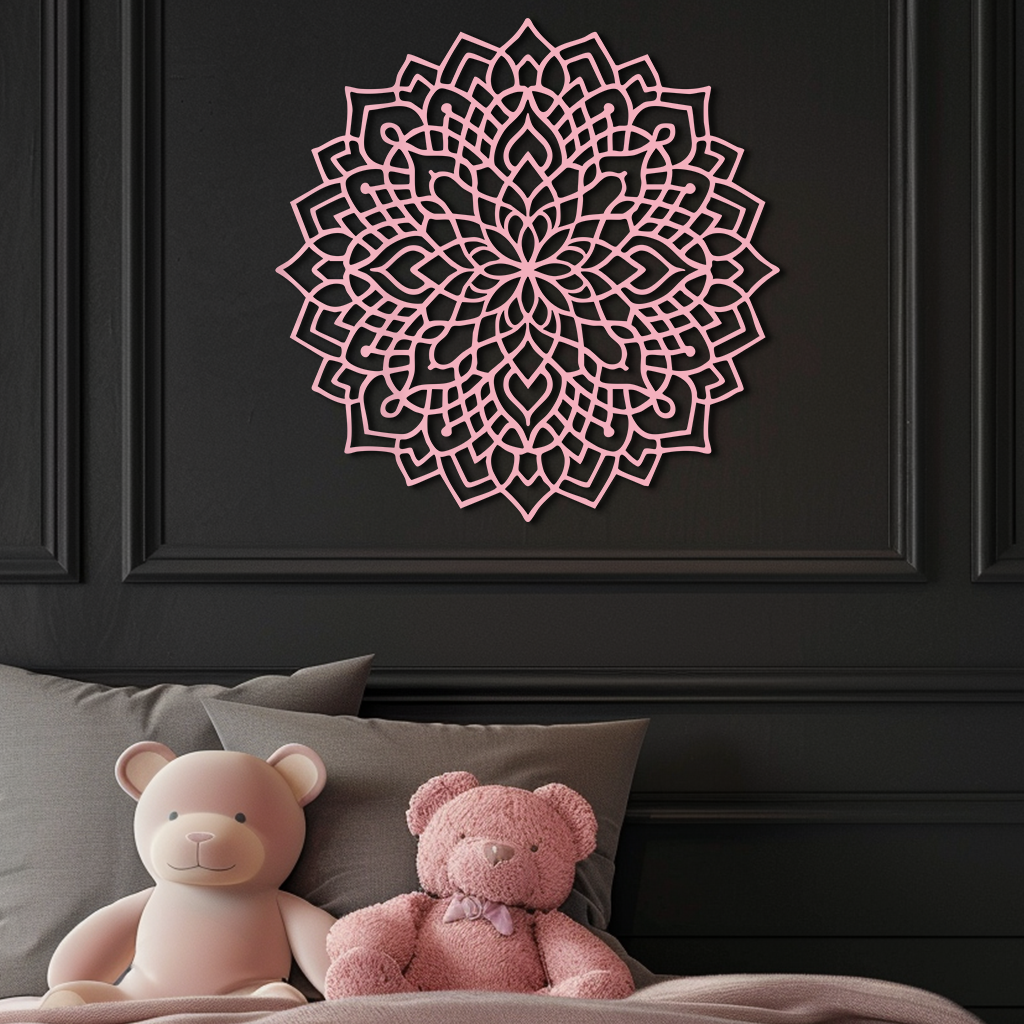 Mandala Silhouette Metal Wall Art – Intricate Sacred Geometry Design - KAFGP058