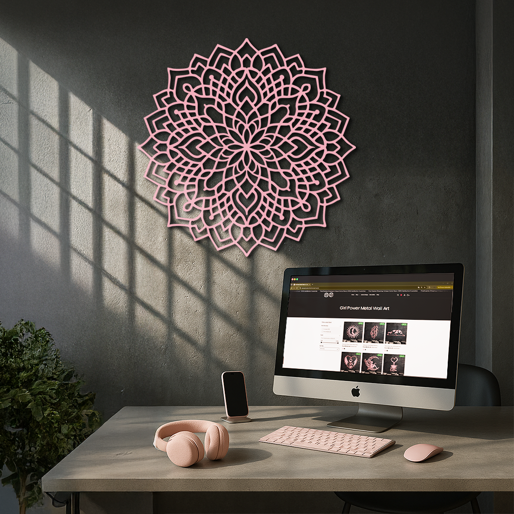 Mandala Silhouette Metal Wall Art – Intricate Sacred Geometry Design - KAFGP058