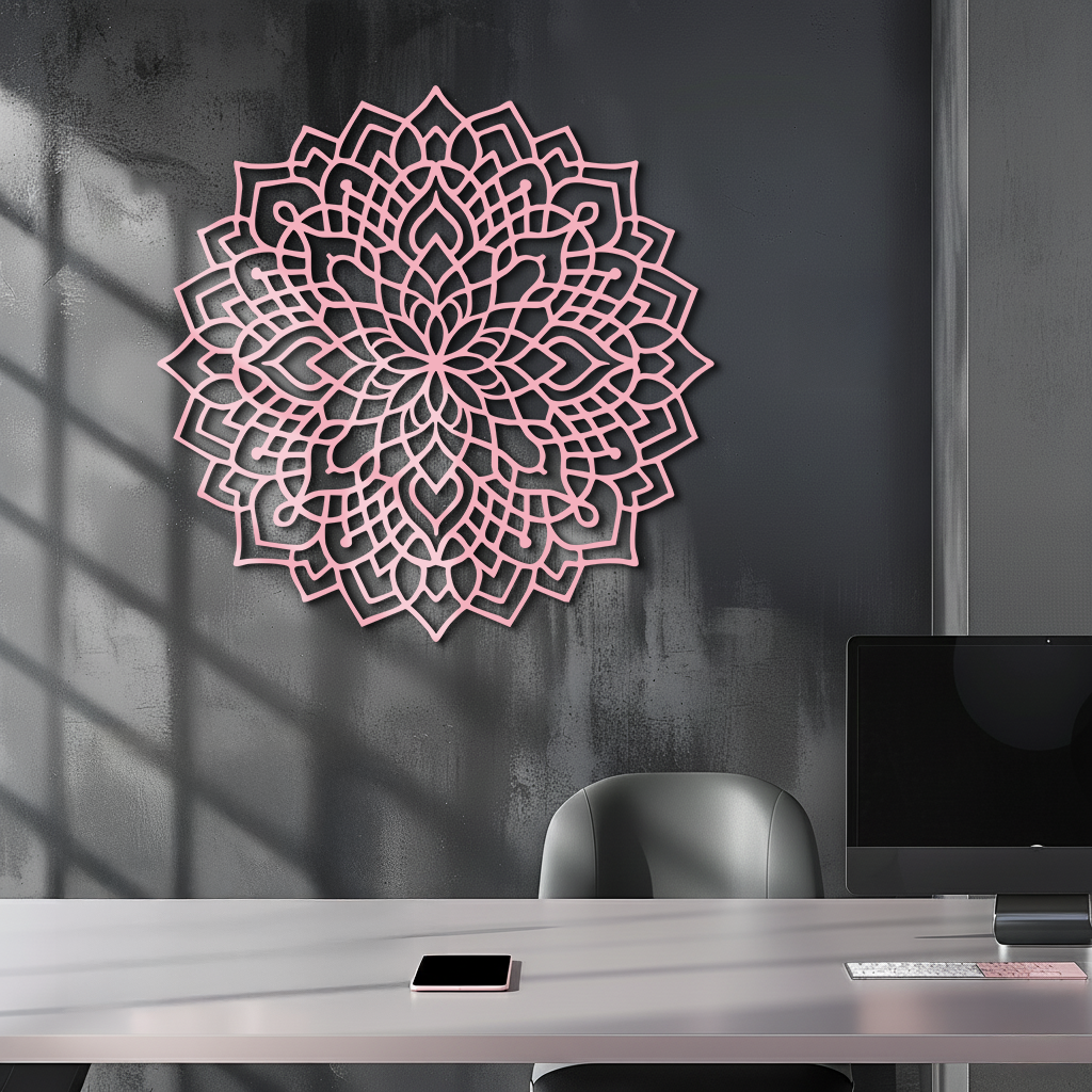 Mandala Silhouette Metal Wall Art – Intricate Sacred Geometry Design - KAFGP058