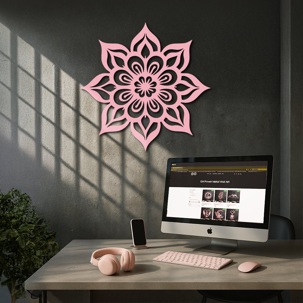 Lotus Mandala Metal Wall Art – Floral Geometric Silhouette - KAFGP059